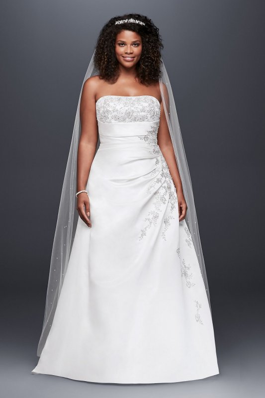 A-line Plus Size Wedding Dress with Lace Up Back David's Bridal Collection 9V9665