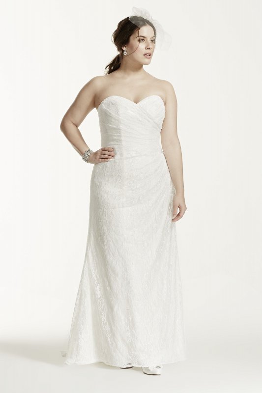 Strapless Lace Over Satin Plus Size Wedding Dress David's Bridal Collection 9WG3263