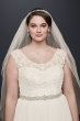 Tulle Plus Size Wedding Dress with Lace Cap Sleeve David's Bridal Collection 9WG3741