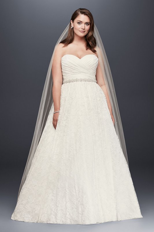 Lace Sweetheart Plus Size Ball Gown Wedding Dress David's Bridal Collection 9WG3829