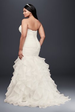 Ruffled Organza Plus Size Mermaid Wedding Dress David's Bridal Collection 9WG3832