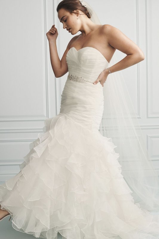 Ruffled Organza Plus Size Mermaid Wedding Dress David's Bridal Collection 9WG3832