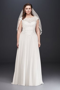 Illusion Lace and Chiffon Plus Size Wedding Dress David's Bridal Collection 9WG3851