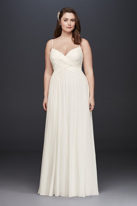 Ruched Bodice Chiffon Plus Size Wedding Dress David's Bridal Collection 9WG3856