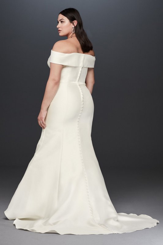 Off-the-Shoulder Mikado Plus Size Wedding Dress David's Bridal Collection 9WG3880