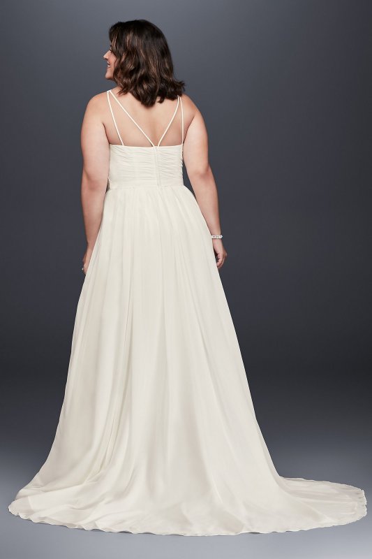 Beaded Chiffon Halter Plus Size Wedding Dress David's Bridal Collection 9WG3895