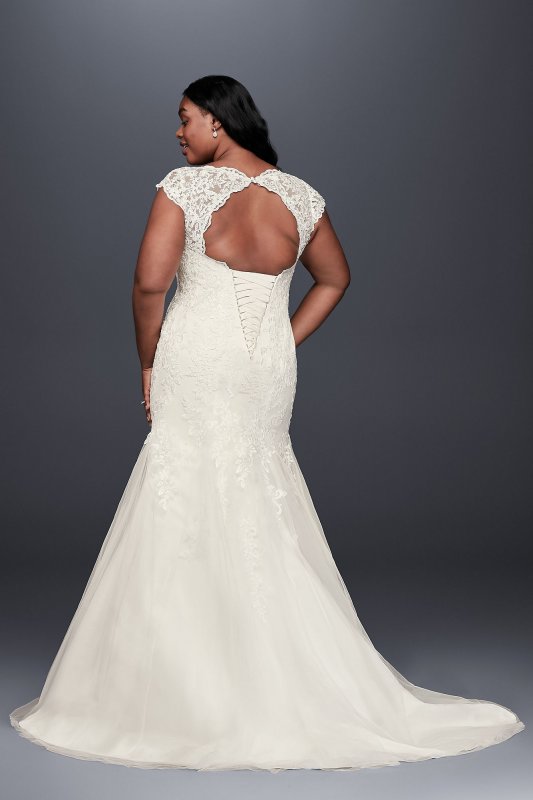 Scalloped Lace Trumpet Plus Size Wedding Dress David's Bridal Collection 9WG3898