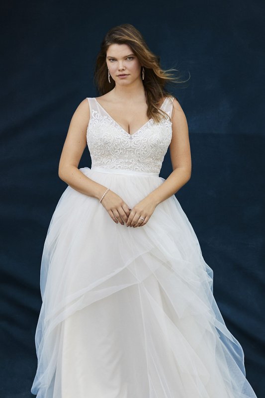 Tulle Plus Size Tank Ball Gown with Layered Skirt Galina 9WG3913