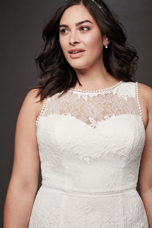 Open Back Lace Illusion Plus Size Wedding Dress Galina 9WG3953