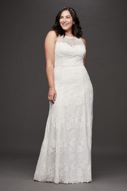 Open Back Lace Illusion Plus Size Wedding Dress Galina 9WG3953