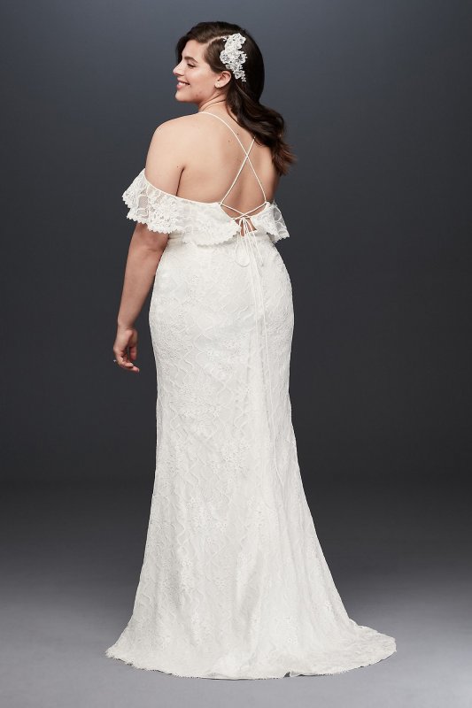 Ruffle Cold Shoulder Plus Size Wedding Dress Galina 9WG3954