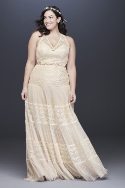 Lace and Point DEsprit Plus Size Wedding Dress Galina 9WG3956