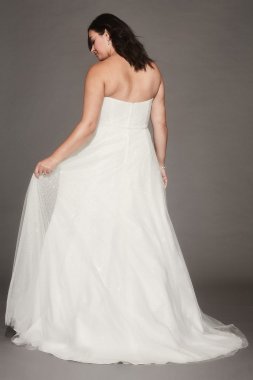 Tulle Plus Size Tea-Length Wedding Dress David's Bridal Collection 9WG3857