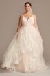 Floral and Tulle Layered Plus Size Wedding Dress David's Bridal Collection 9WG3975