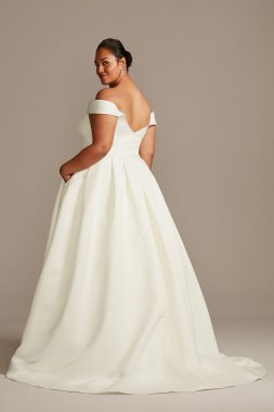 Off Shoulder Satin Gown Plus Size Wedding Dress David's Bridal Collection 9WG3979