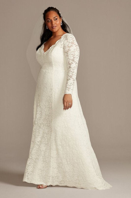 Scalloped Lace Open Back Plus Size Wedding Dress David's Bridal Collection 9WG3987