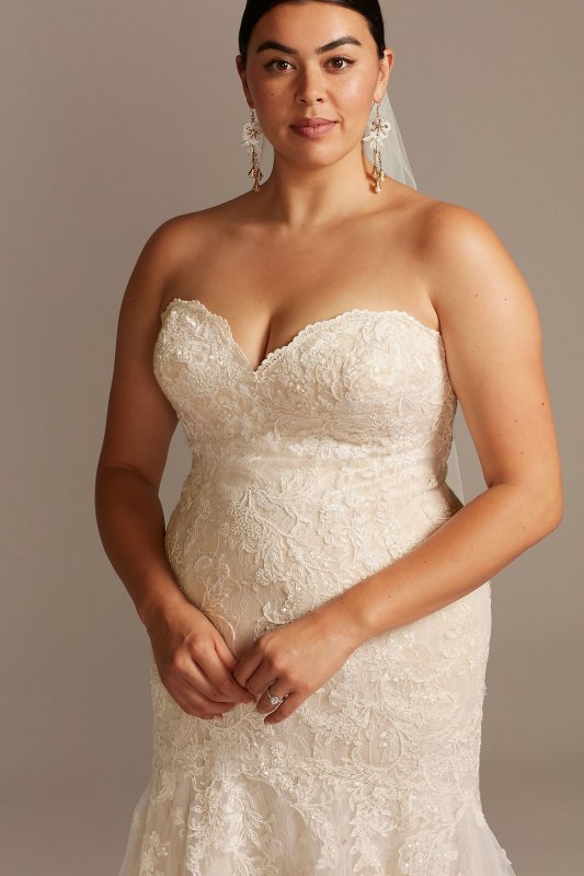 Layered Lace Plus Size Mermaid Wedding Dress David's Bridal Collection 9WG3988