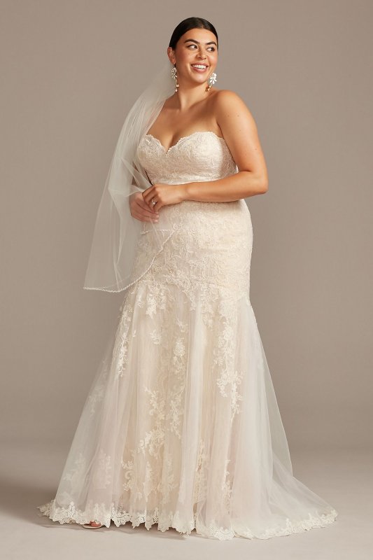 Layered Lace Plus Size Mermaid Wedding Dress David's Bridal Collection 9WG3988