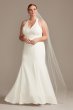 Sheer Back Plus Size Wedding Dress with Lace Train David's Bridal Collection 9WG3989