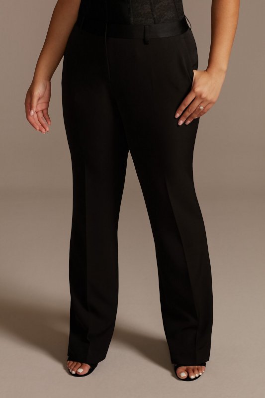 Relaxed Leg Plus Size Suit Pants with Satin Waist David's Bridal Collection 9WG4002