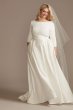 3/4 Sleeve Low Back Satin Plus Size Wedding Dress David's Bridal 9WG4005