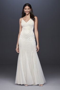 Beaded Sheath V-Neck Dress with Godets DB Studio AP2E205240