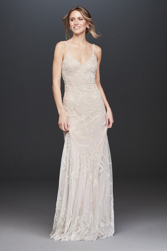 Allover Floral Beaded Sheath Wedding Dress Melissa Sweet AP2E205469