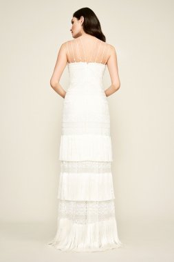 Giovanni Fringed Wedding Dress Tadashi Shoji AWZ17393LBR