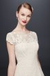 Oleg Cassini Cap Sleeve Illusion Wedding Dress Oleg Cassini CMK513