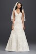 Oleg Cassini V-Neck Lace A-Line Wedding Dress Oleg Cassini CWG746