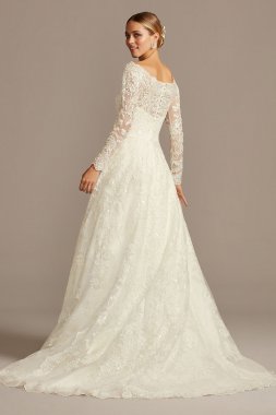 Off-The-Shoulder Lace A-Line Wedding Dress Oleg Cassini CWG765