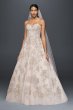 Metallic Lace Applique A-Line Wedding Dress Oleg Cassini CWG767