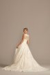 Beaded Lace Wedding Dress with Pleated Skirt Oleg Cassini CWG780