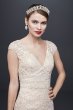 Cap Sleeve Plunging V-Neck Sheath Wedding Dress Oleg Cassini CWG807