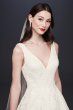 Satin Ball Gown Wedding Dress with Plunging V-Neck Oleg Cassini CWG813