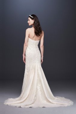 Pearl-Detailed Lace Mermaid Wedding Dress Oleg Cassini CWG815