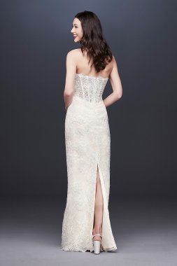 Lace Sheath Wedding Dress with Removable Overskirt Oleg Cassini CWG816