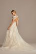 Lace Illusion Cap Sleeve Ball Gown Wedding Dress Oleg Cassini CWG833