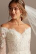 Shimmer Lace Long Sleeve Applique Wedding Dress Oleg Cassini CWG853