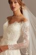 Shimmer Lace Long Sleeve Applique Wedding Dress Oleg Cassini CWG853