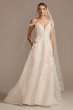 Beaded Applique Wedding Dress with Swag Sleeves Oleg Cassini CWG875