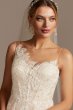 Applique Wedding Dress with Crystal Button Back Oleg Cassini CWG876