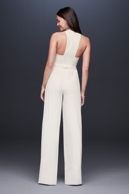 Racerback Crepe Jumpsuit with Crystal Belt DB Studio DS870065