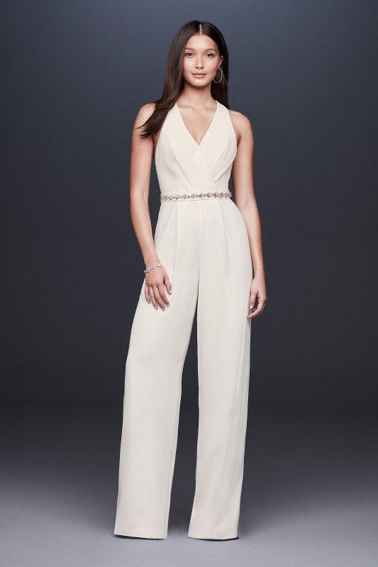 Racerback Crepe Jumpsuit with Crystal Belt DB Studio DS870065