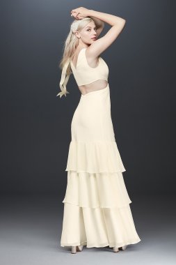 Fame and Partners Lennox Georgette Cutout Dress Fame and Partners x David's Bridal FPW3731101FM