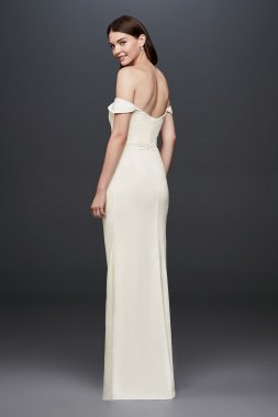 Draped Off-The-Shoulder Crepe Sheath Gown DB Studio INT19673