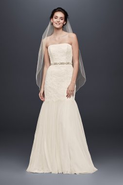 Strapless Lace Trumpet with Tulle Skirt Galina KP3765