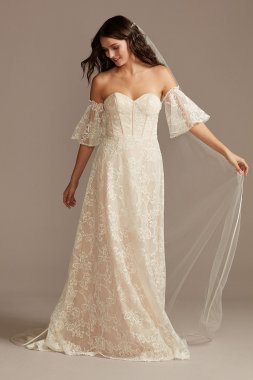 Corset Lace Wedding Dress with Removable Sleeves Melissa Sweet MS161231