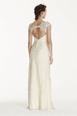 Beaded Plunge Petite Wedding Dress with High Slit Galina Signature 7MBSWG887