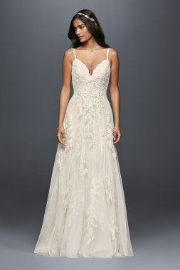 Scalloped A-Line Wedding Dress with Double Straps Melissa Sweet MS251177